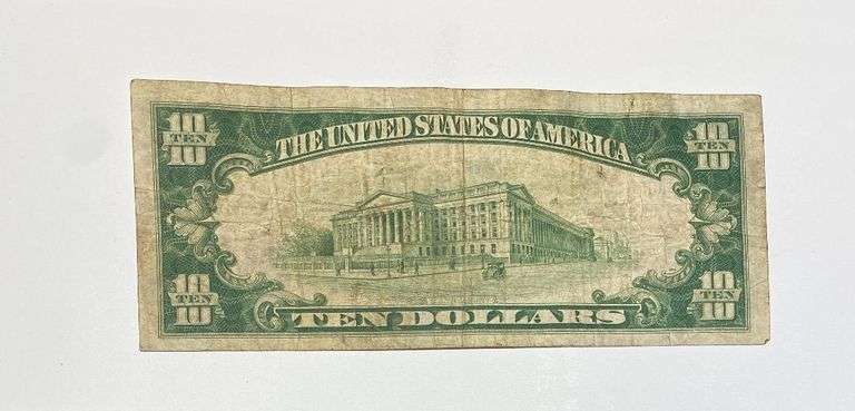 $10 Pittsburgh 1929 Series National Currency Note