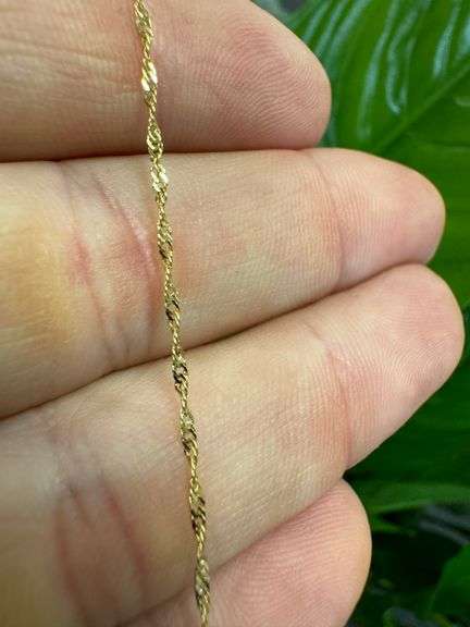 14k Yellow Gold Solid Singapore Rope Link Chain 1.1mm Necklace 16"