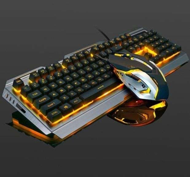 Collectors Edition Gold Metal Frame Keyboard and Mouse Set