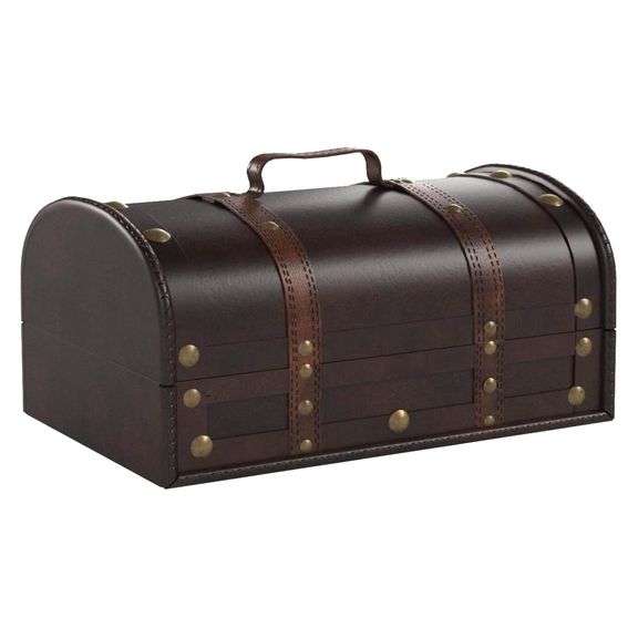 Wooden Treasure Chest Leather Handle