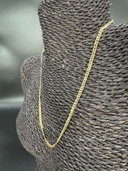 14k Yellow Gold Solid Curb Chain 3mm Link Necklace 20"