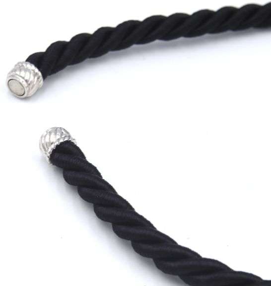 Black braided necklace with Judith Ripka 925 sterling silver clasp