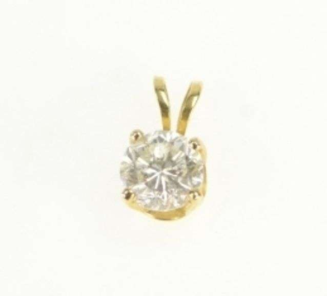 14K Yellow Gold 0.60 Ct Round Solitaire Vintage Classic Pendant