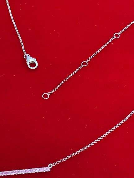 BRAND NEW 14K WHITE GOLD AND PINK SAPPHIRE NECKLACE