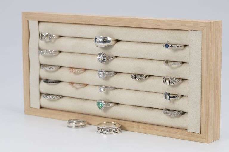 .925 Sterling Silver Curated Ring Set 20 RIng Lot Various Sizes & Styles