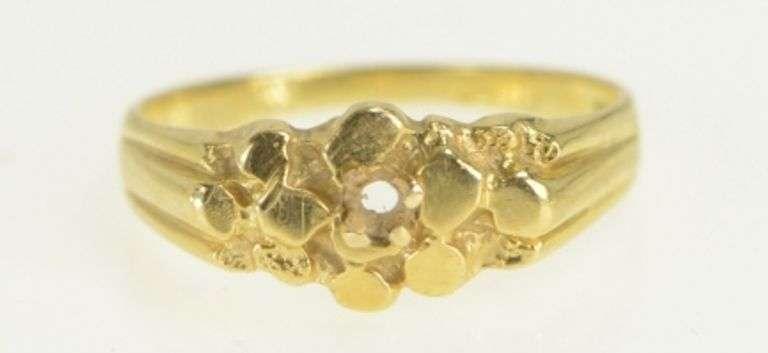14K Yellow Gold Vintage Textured Nugget Cluster Ring