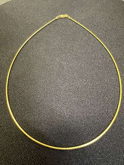 Sterling Silver Gold Plated Round Omega Snake Chain 1.3mm Solid 925 Italy Wire Necklace 16"