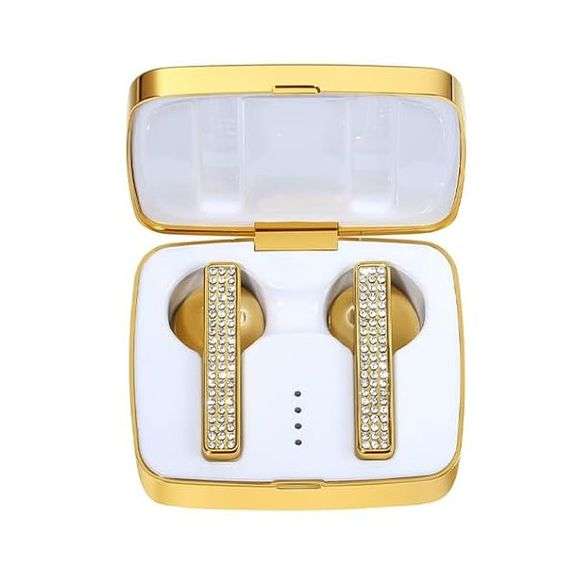 Gold Earphones with Diamond Inlay