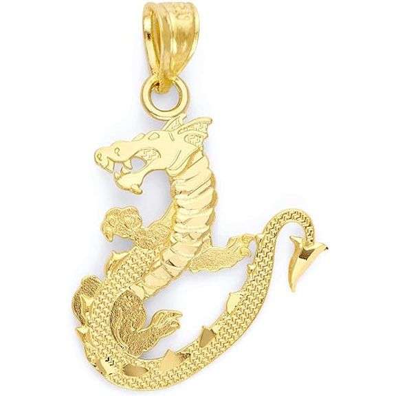 Solid 10k Gold Dragon Pendant