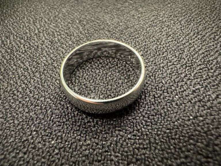 10k White Solid Gold 6mm Domed Plain Men's Women's Wedding Band Size 13