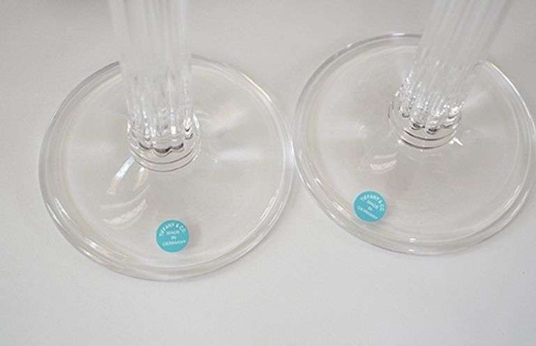 New 10-Inch Tiffany & Co Clear Crystal Column Candle Holders