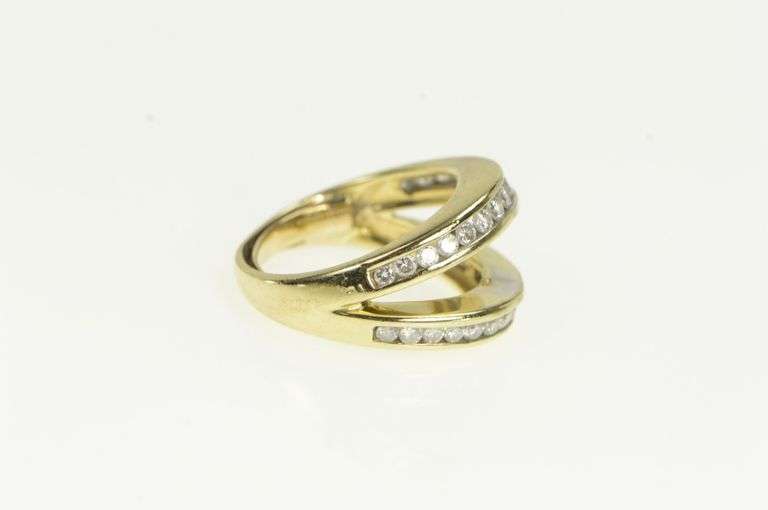 14K Yellow Gold 0.80 Ctw Diamond Split Band Statement Ring