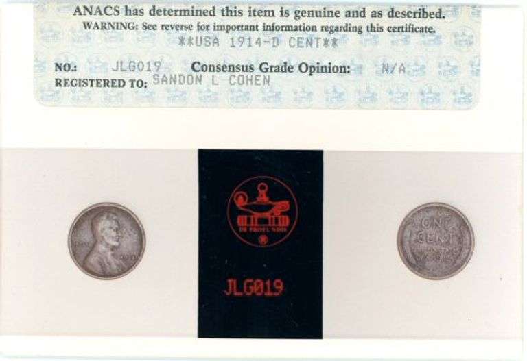 1914-D Lincoln Wheat Cent with ANACS Photo Certification