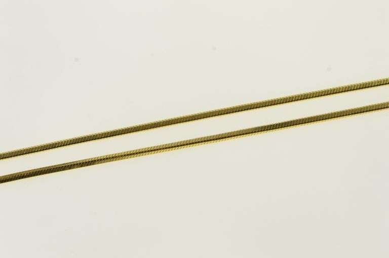 14K Yellow Gold 1.1mm Square Snake Chain Vintage Necklace
