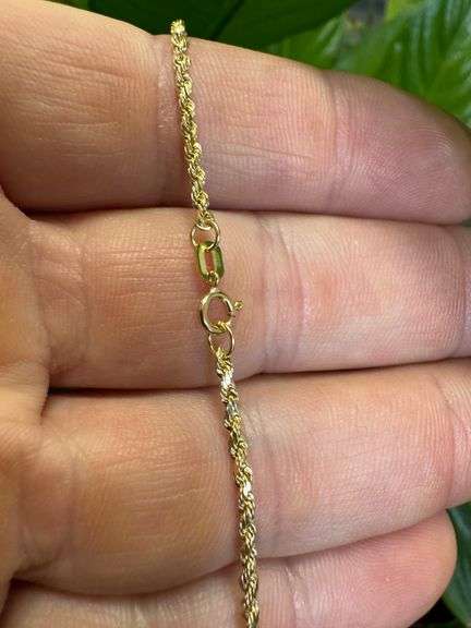 10k Yellow Gold-Hollow Round Rope Link Chain 1.9mm Necklace 18"
