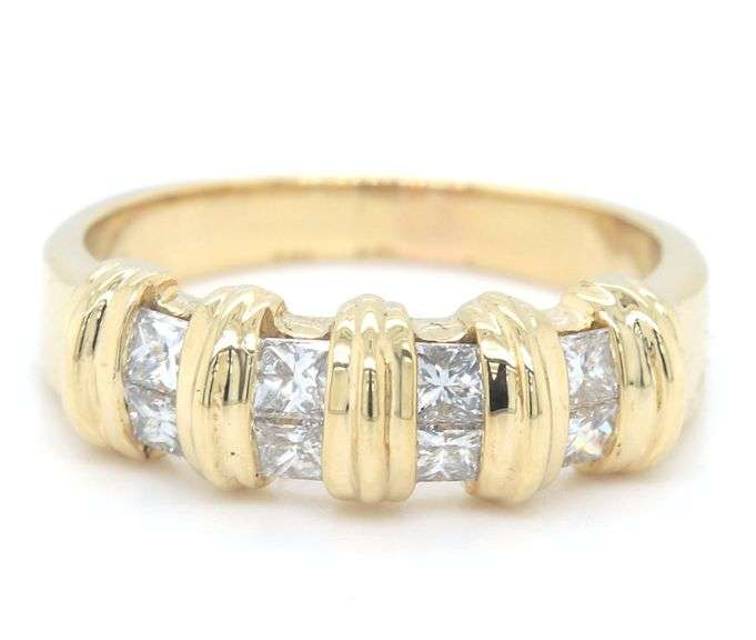 14kt Yellow gold Princess cut diamond dome ring