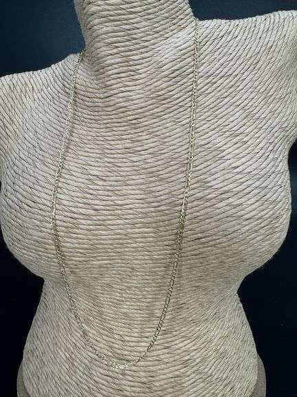 10k Yellow Gold-Hollow Figaro Link Chain 1.9mm 050 Gauge Necklace 22"