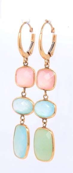 14kt Yellow gold Frosted quartz dangle earrings
