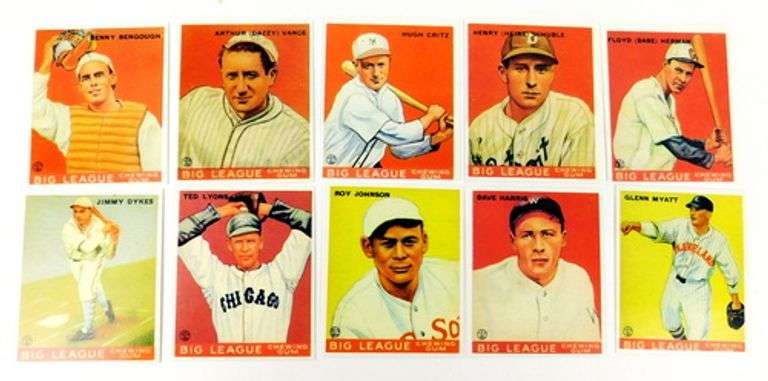 10 - 1933 Goudey Gum Reprint Baseball Cards