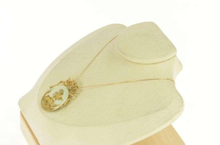 14K Yellow Gold Art Nouveau Cloisonne Enamel Ornate Pendant/Pin