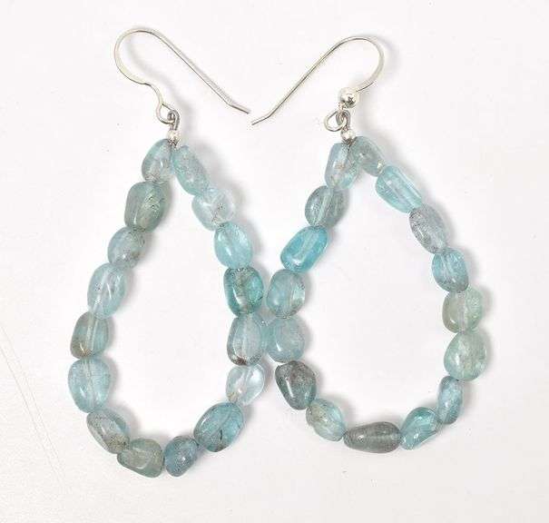 Elegant Sterling Silver Blue Gemstone Dangle Earrings