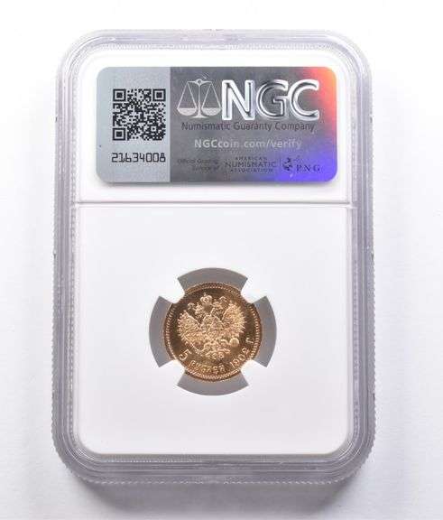 1902 AP Russia 5 Rubles MS65 Gold NGC