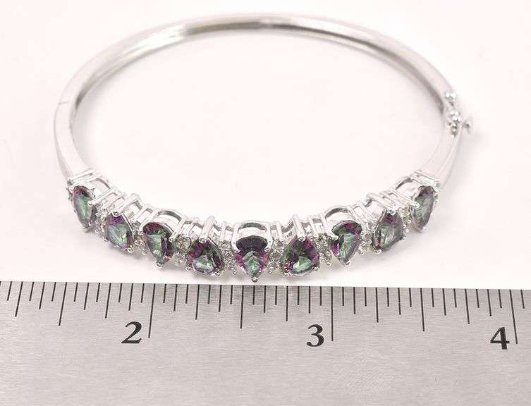 Stunning 6.00CTW Mystic Quartz & 0.85CTW White Topaz Bracelet in Sterling Silver