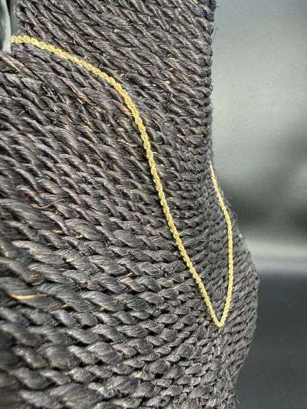 10k Yellow Gold-Hollow Round Rope Link Chain 1.9mm Necklace 18"