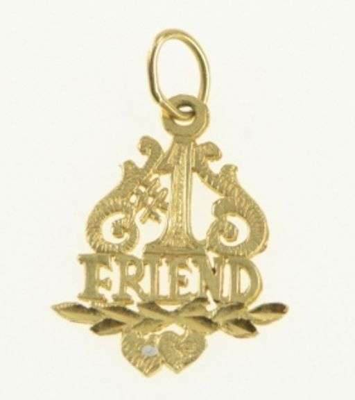 14K Yellow Gold #1 Number One Best Friend Friendship Charm/Pendant