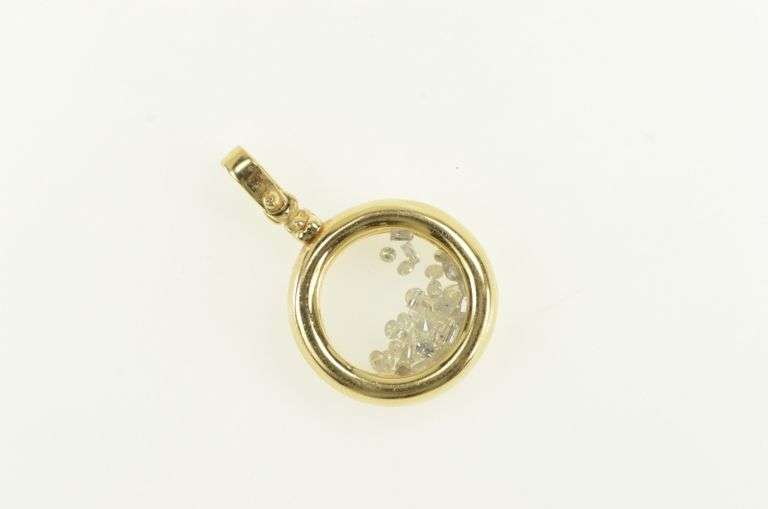14K Yellow Gold 0.50 Ctw Diamond Filled Capsule Round Charm/Pendant