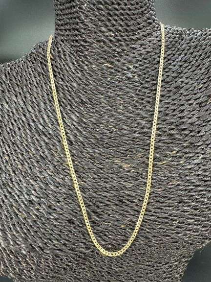 10k Yellow Gold-Hollow Pave Curb Link Chain 2.5mm Necklace 20"