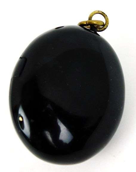 Victorian Vulcanite Mourning Locket with Hair