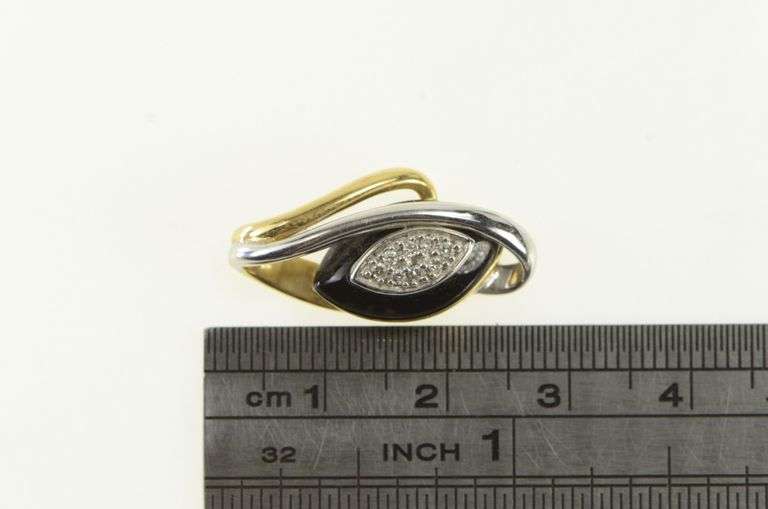 14K Yellow Gold Black Onyx Diamond Two Tone Loop Charm/Pendant