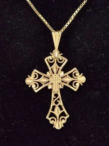 Honorable 14K Yellow Gold Cross Pendant Necklace