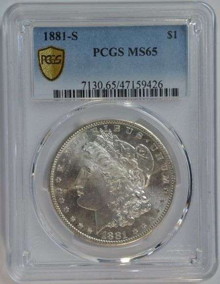 Stunning blazing Gem BU 1881-S Morgan Silver Dollar. PCGS MS65