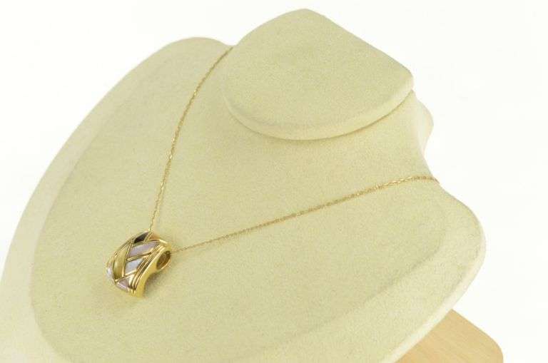 14K Yellow Gold Asch Grossbardt Mother of Pearl Pendant