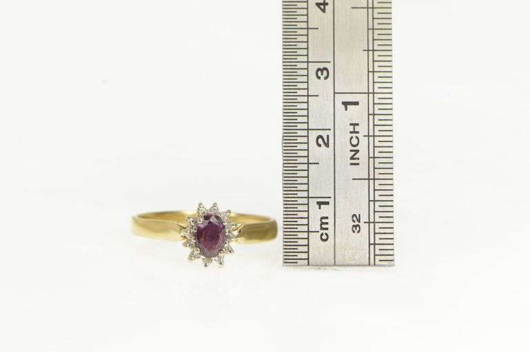 10K Yellow Gold Oval Tourmaline Diamond Halo Engagement Ring