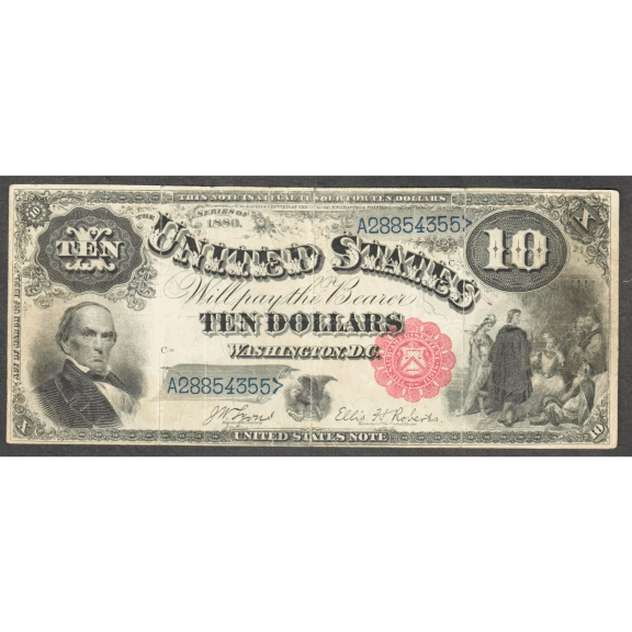 $10 1880 Legal Tender, Fr. 113 Jacakass Very Fine