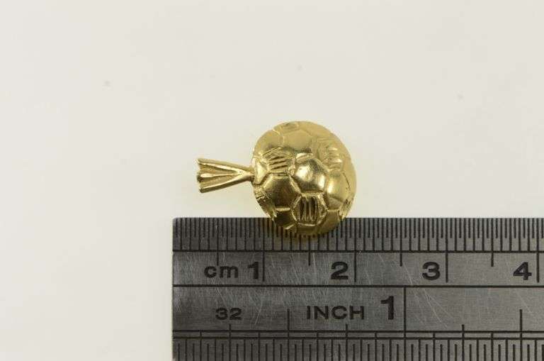 14K Yellow Gold Diamond Cut Soccer Ball Sports Charm/Pendant
