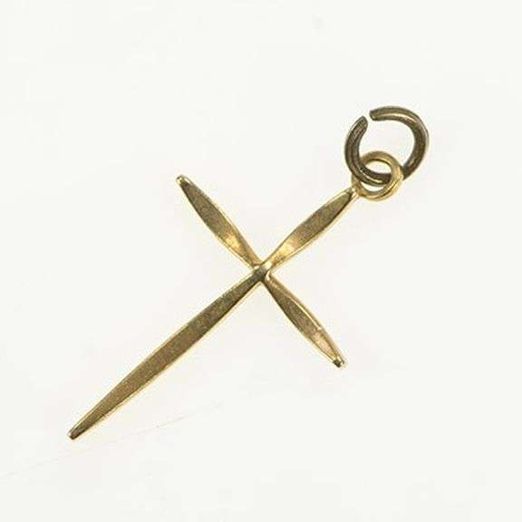 14K Yellow Gold Curved Christian Faith Symbol Classic Charm/Pendant