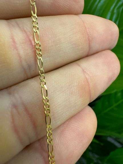 14k Yellow Gold Solid Figaro Link Chain 1.7mm Necklace 22"