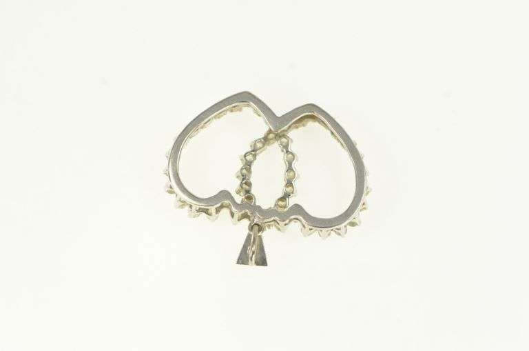 14K White Gold 2.00 Ctw Diamond 1950's Heart Love Pendant
