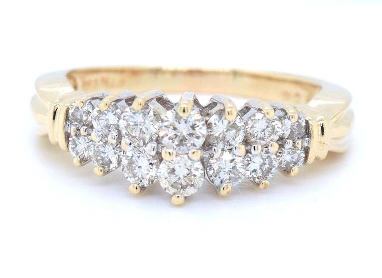 14kt Yellow gold 1.50ctw double row diamond band