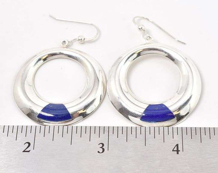 Cute Sterling Silver Lapiz Lazuli Gemstone Dangle Earrings