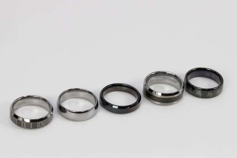 Lot of 5 Size 13 Tungsten Carbide Rings in Various Styles