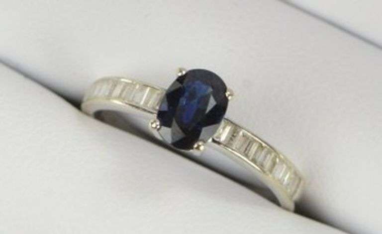 14K White Gold 1.30 Ctw Effy Sapphire Diamond Engagement Ring