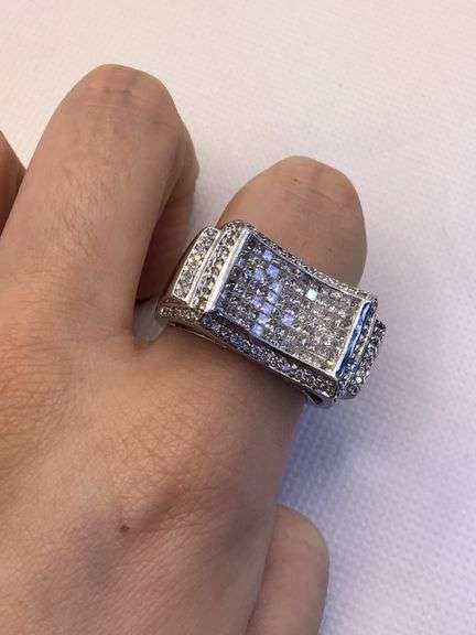 STUNNING 14K WHITE GOLD PRINCESS CUT MEN’S DIAMOND RING
