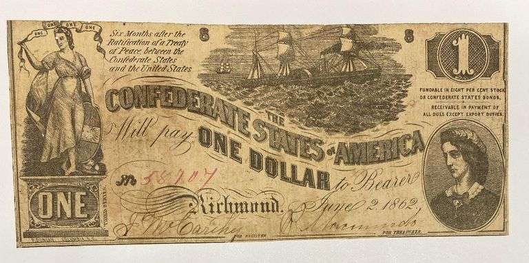 $1 June 2 1862 Confererate States Note
