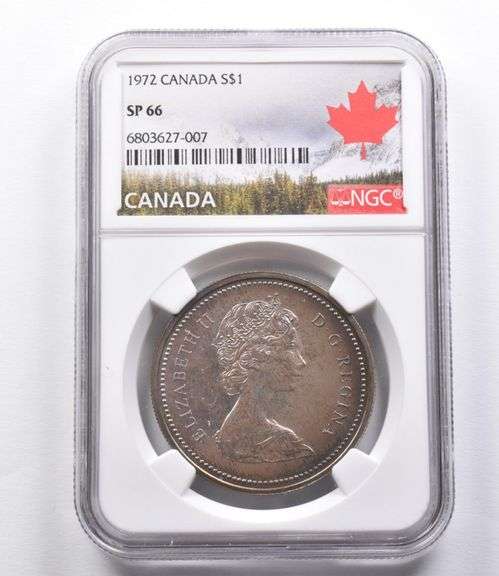 SP66 1972 Canada Silver Dollar NGC Beautifully Toned