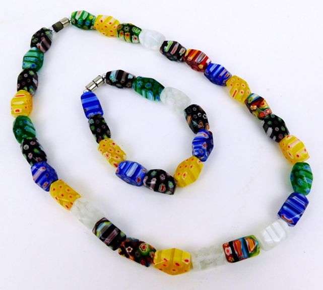 Vintage Venetian Murano Art Glass Necklace & Bracelet